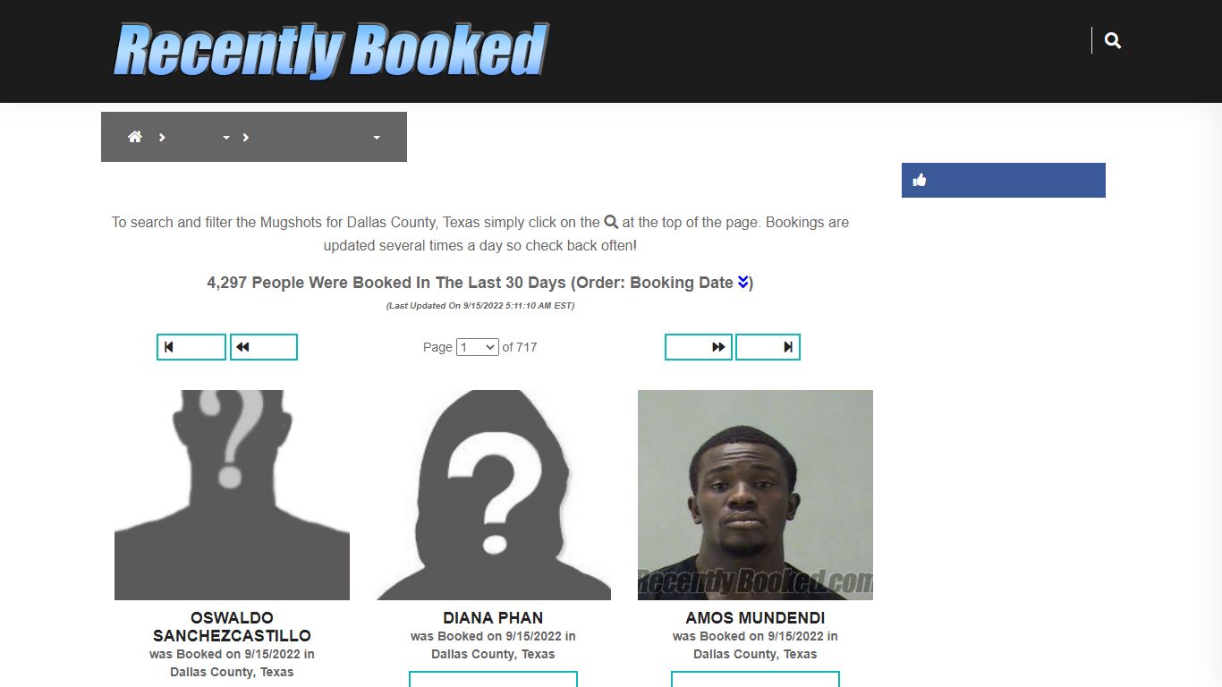 Recent bookings, Arrests, Mugshots in Dallas County, Texas